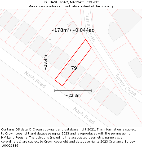 79, NASH ROAD, MARGATE, CT9 4BT: Plot and title map