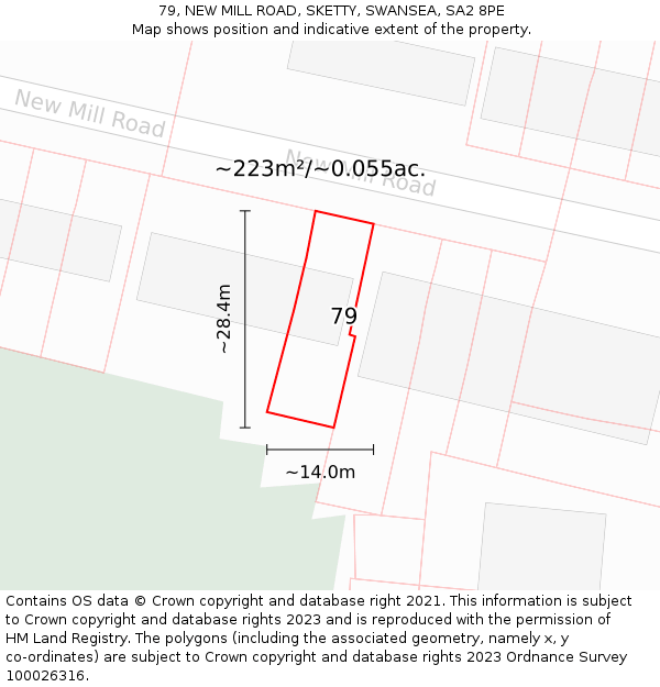 79, NEW MILL ROAD, SKETTY, SWANSEA, SA2 8PE: Plot and title map