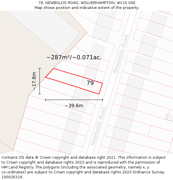 79, NEWBOLDS ROAD, WOLVERHAMPTON, WV10 0SE: Plot and title map