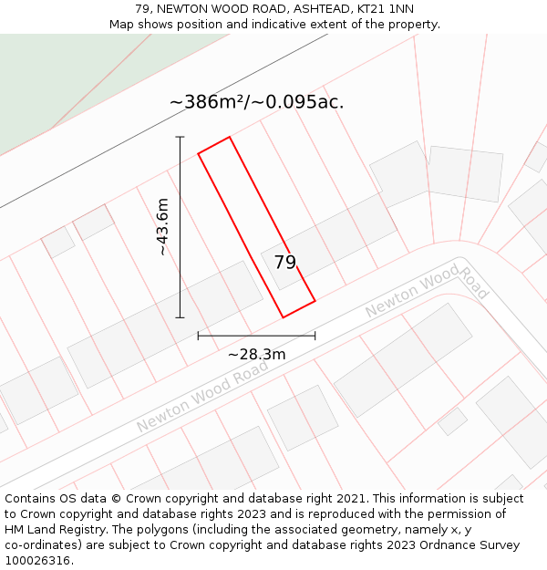 79, NEWTON WOOD ROAD, ASHTEAD, KT21 1NN: Plot and title map
