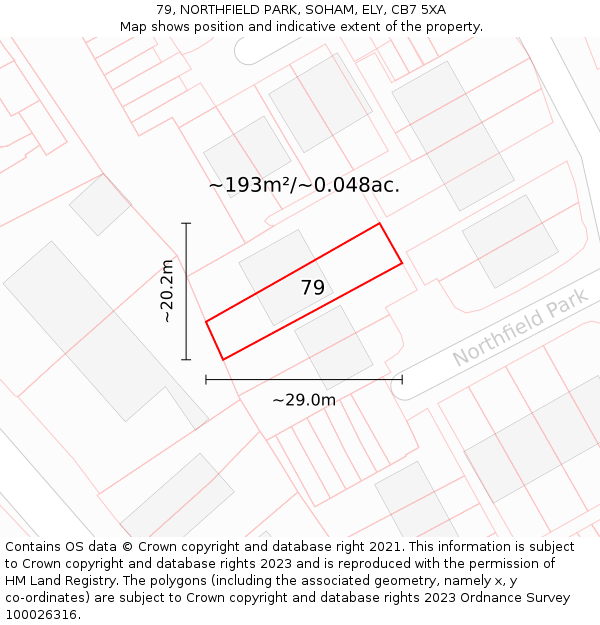 79, NORTHFIELD PARK, SOHAM, ELY, CB7 5XA: Plot and title map