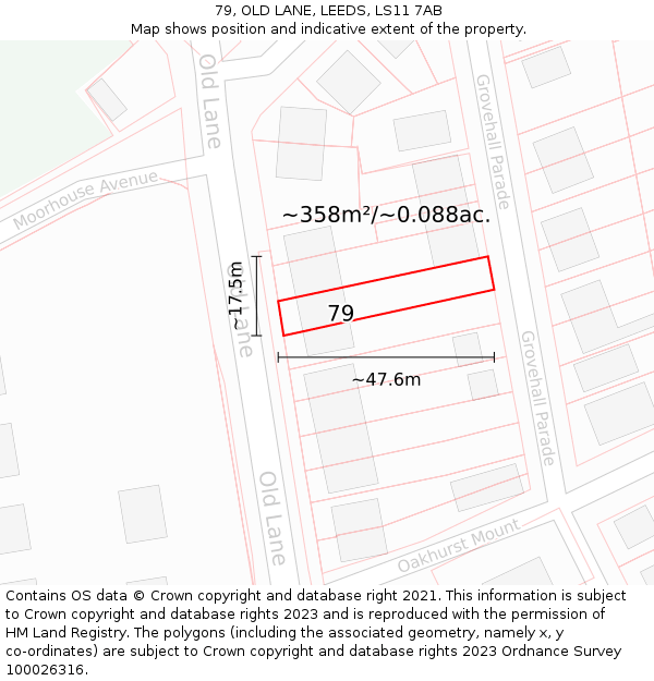 79, OLD LANE, LEEDS, LS11 7AB: Plot and title map