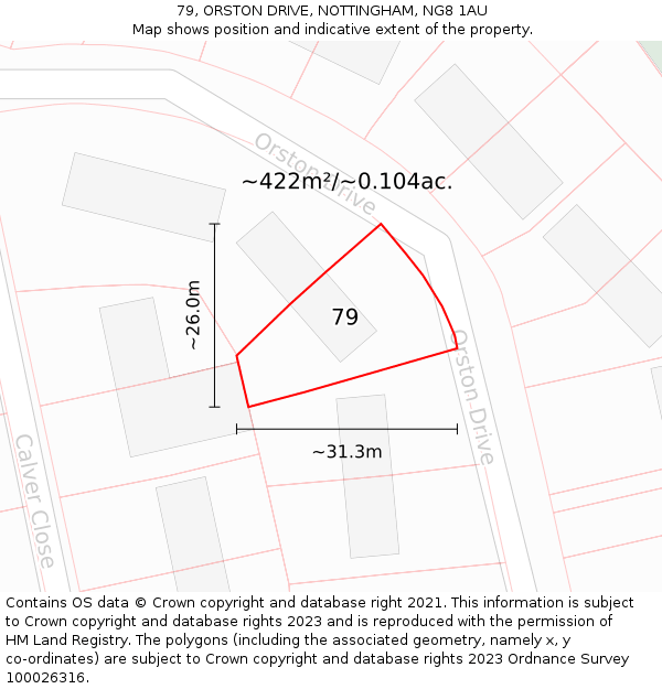79, ORSTON DRIVE, NOTTINGHAM, NG8 1AU: Plot and title map