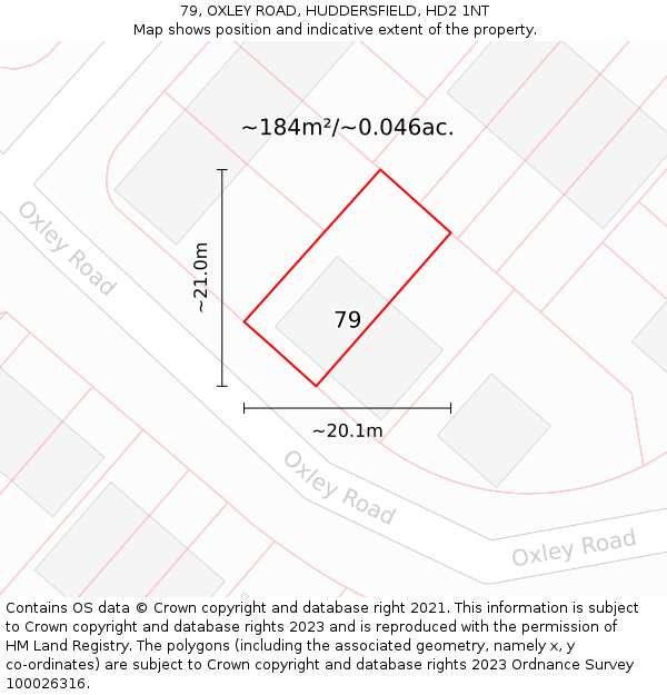 79, OXLEY ROAD, HUDDERSFIELD, HD2 1NT: Plot and title map