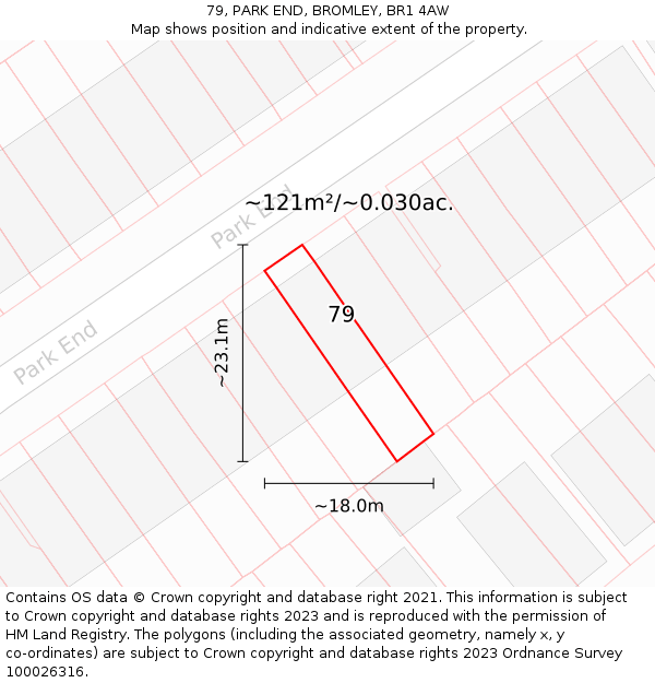 79, PARK END, BROMLEY, BR1 4AW: Plot and title map