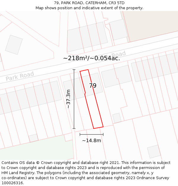 79, PARK ROAD, CATERHAM, CR3 5TD: Plot and title map