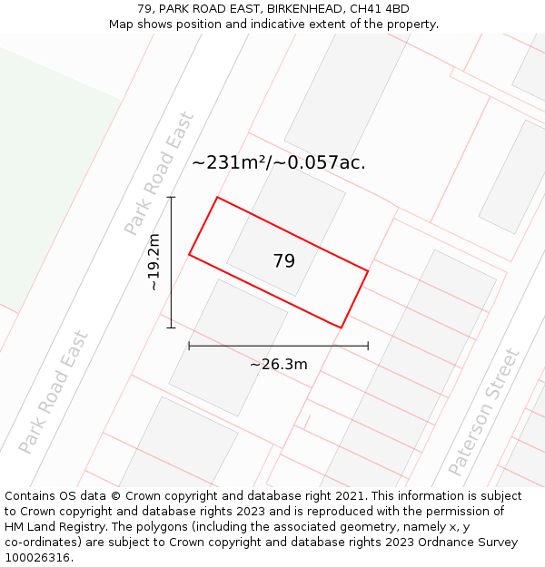 79, PARK ROAD EAST, BIRKENHEAD, CH41 4BD: Plot and title map
