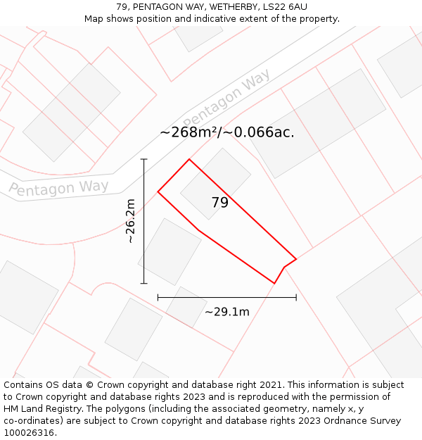 79, PENTAGON WAY, WETHERBY, LS22 6AU: Plot and title map