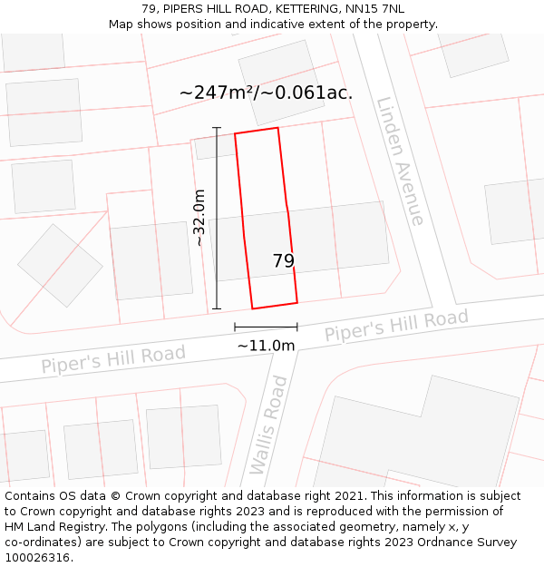 79, PIPERS HILL ROAD, KETTERING, NN15 7NL: Plot and title map