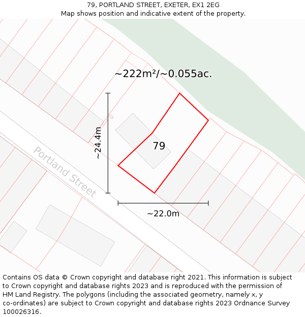 79, PORTLAND STREET, EXETER, EX1 2EG: Plot and title map