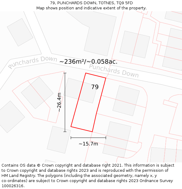 79, PUNCHARDS DOWN, TOTNES, TQ9 5FD: Plot and title map