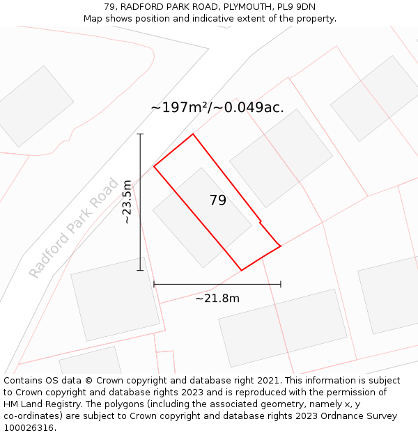 79, RADFORD PARK ROAD, PLYMOUTH, PL9 9DN: Plot and title map