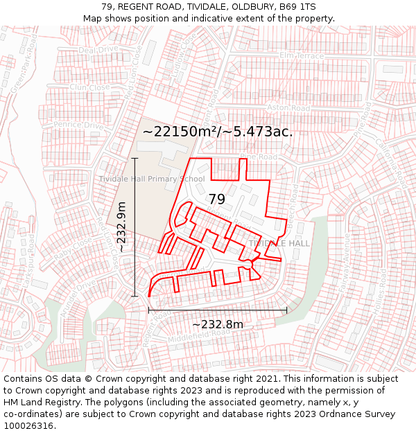 79, REGENT ROAD, TIVIDALE, OLDBURY, B69 1TS: Plot and title map