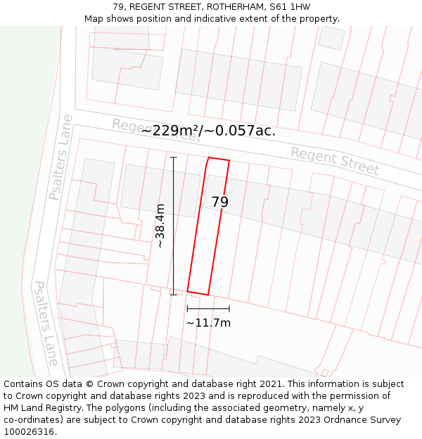79, REGENT STREET, ROTHERHAM, S61 1HW: Plot and title map