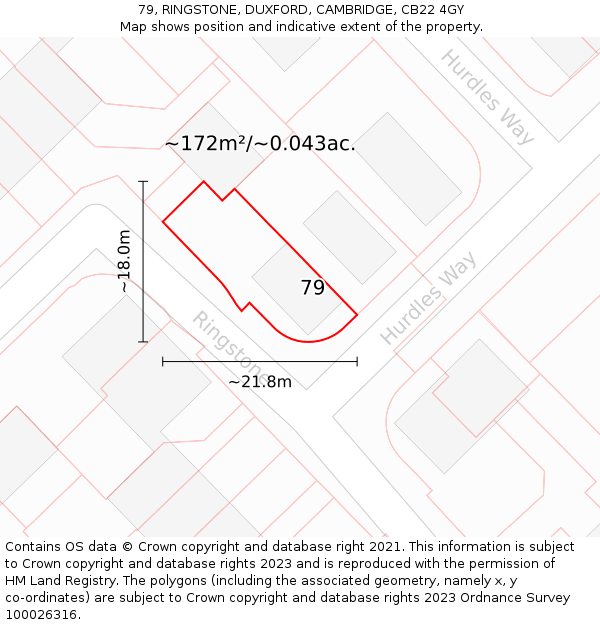 79, RINGSTONE, DUXFORD, CAMBRIDGE, CB22 4GY: Plot and title map