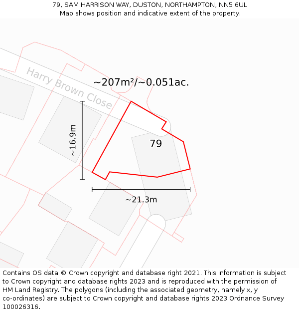 79, SAM HARRISON WAY, DUSTON, NORTHAMPTON, NN5 6UL: Plot and title map