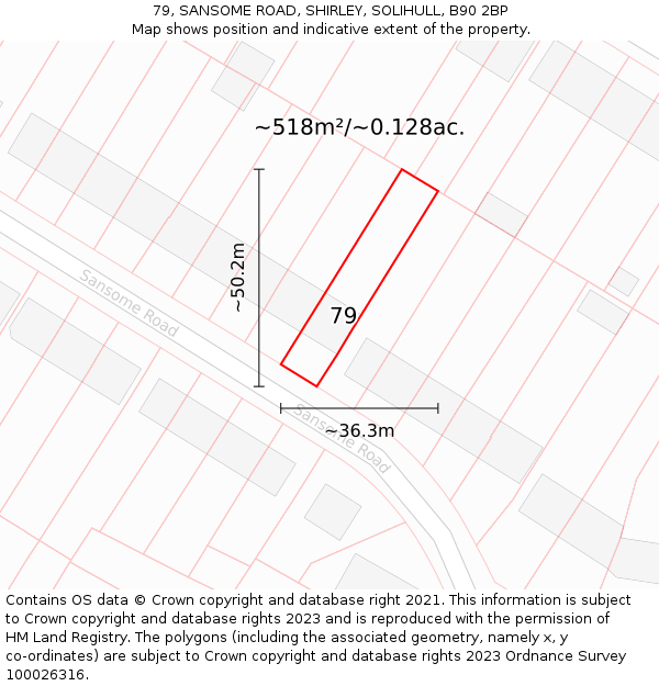 79, SANSOME ROAD, SHIRLEY, SOLIHULL, B90 2BP: Plot and title map