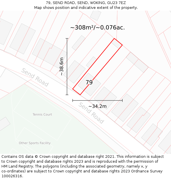 79, SEND ROAD, SEND, WOKING, GU23 7EZ: Plot and title map