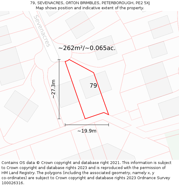 79, SEVENACRES, ORTON BRIMBLES, PETERBOROUGH, PE2 5XJ: Plot and title map