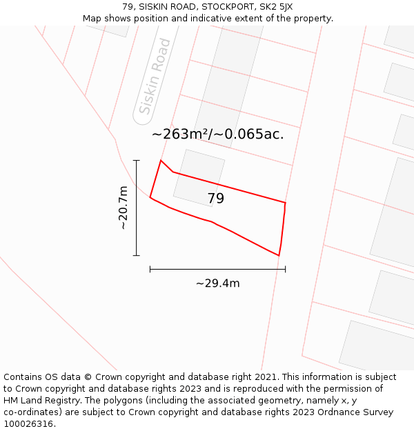 79, SISKIN ROAD, STOCKPORT, SK2 5JX: Plot and title map