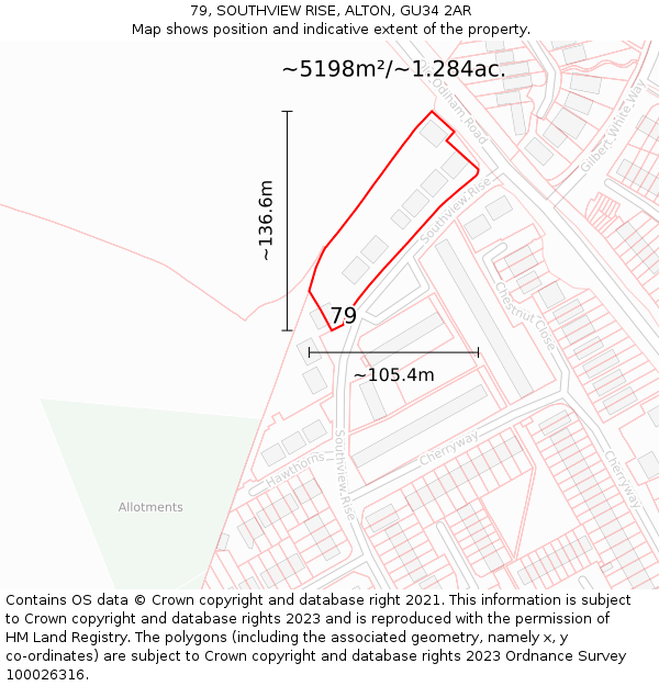 79, SOUTHVIEW RISE, ALTON, GU34 2AR: Plot and title map