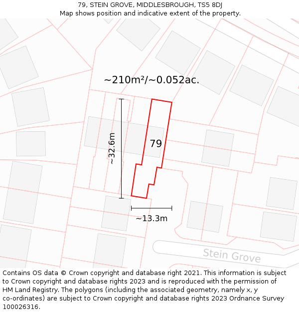 79, STEIN GROVE, MIDDLESBROUGH, TS5 8DJ: Plot and title map