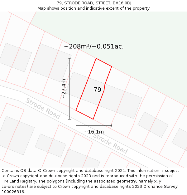 79, STRODE ROAD, STREET, BA16 0DJ: Plot and title map