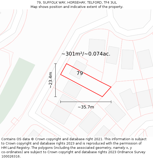 79, SUFFOLK WAY, HORSEHAY, TELFORD, TF4 3UL: Plot and title map