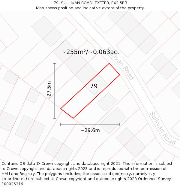 79, SULLIVAN ROAD, EXETER, EX2 5RB: Plot and title map