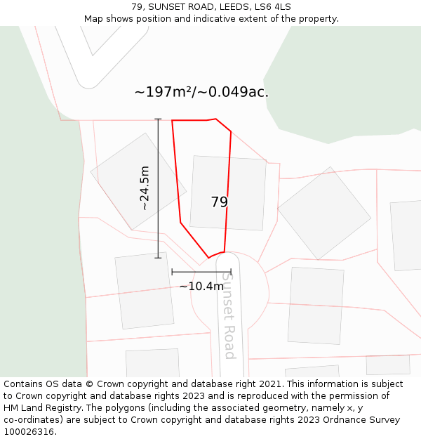 79, SUNSET ROAD, LEEDS, LS6 4LS: Plot and title map