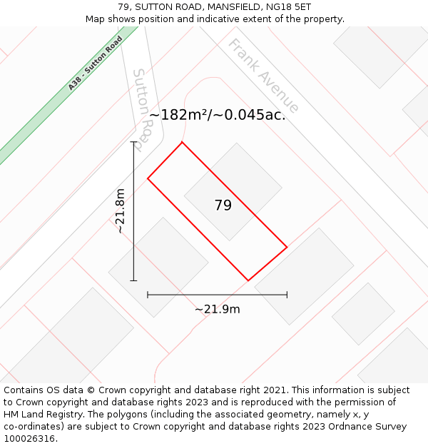 79, SUTTON ROAD, MANSFIELD, NG18 5ET: Plot and title map