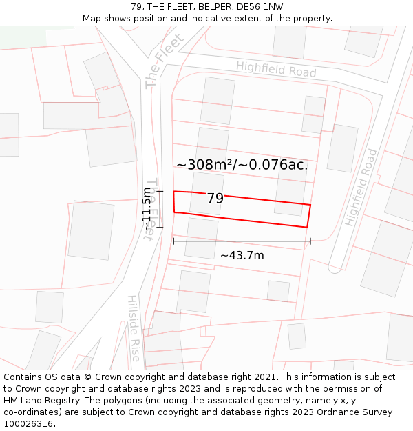 79, THE FLEET, BELPER, DE56 1NW: Plot and title map