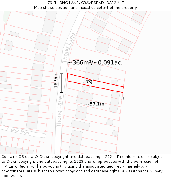 79, THONG LANE, GRAVESEND, DA12 4LE: Plot and title map