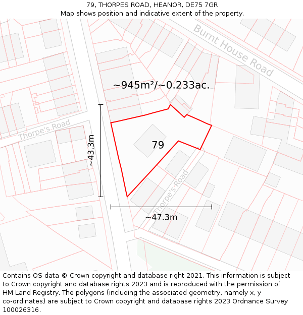 79, THORPES ROAD, HEANOR, DE75 7GR: Plot and title map