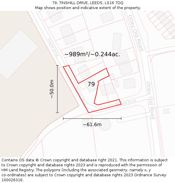 79, TINSHILL DRIVE, LEEDS, LS16 7DQ: Plot and title map