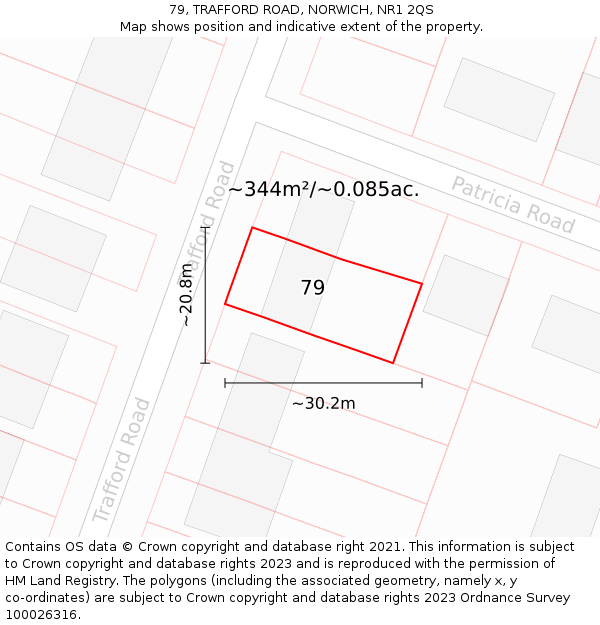 79, TRAFFORD ROAD, NORWICH, NR1 2QS: Plot and title map