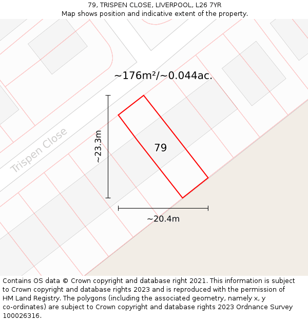 79, TRISPEN CLOSE, LIVERPOOL, L26 7YR: Plot and title map