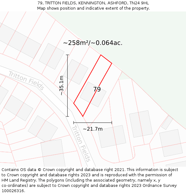 79, TRITTON FIELDS, KENNINGTON, ASHFORD, TN24 9HL: Plot and title map