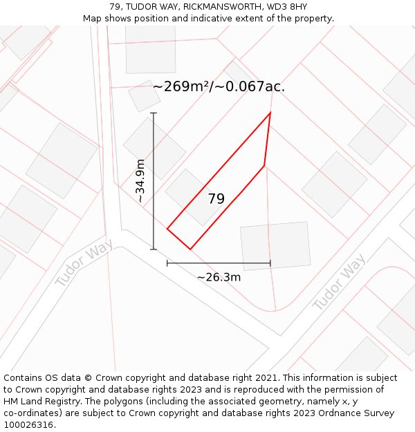 79, TUDOR WAY, RICKMANSWORTH, WD3 8HY: Plot and title map