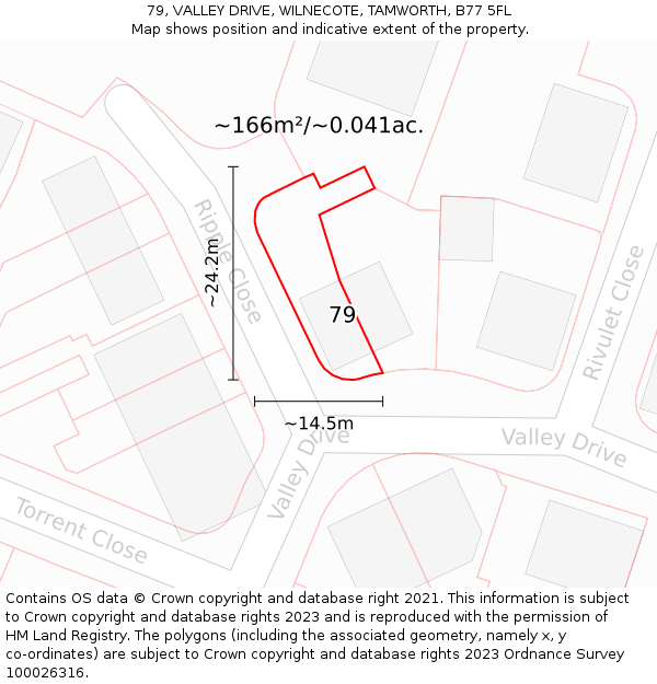 79, VALLEY DRIVE, WILNECOTE, TAMWORTH, B77 5FL: Plot and title map