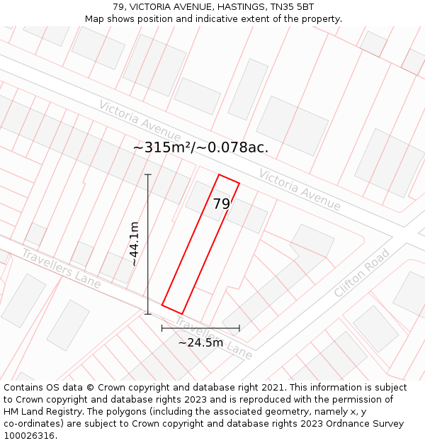 79, VICTORIA AVENUE, HASTINGS, TN35 5BT: Plot and title map