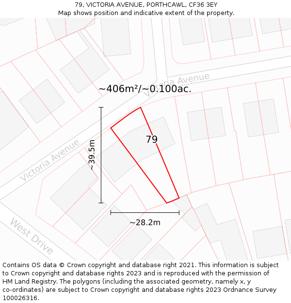 79, VICTORIA AVENUE, PORTHCAWL, CF36 3EY: Plot and title map