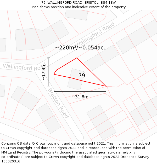 79, WALLINGFORD ROAD, BRISTOL, BS4 1SW: Plot and title map