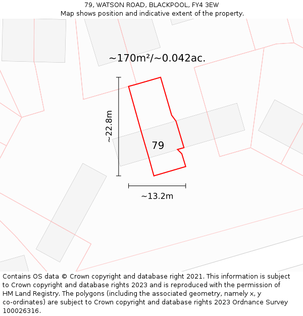 79, WATSON ROAD, BLACKPOOL, FY4 3EW: Plot and title map