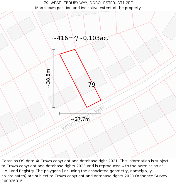 79, WEATHERBURY WAY, DORCHESTER, DT1 2EE: Plot and title map