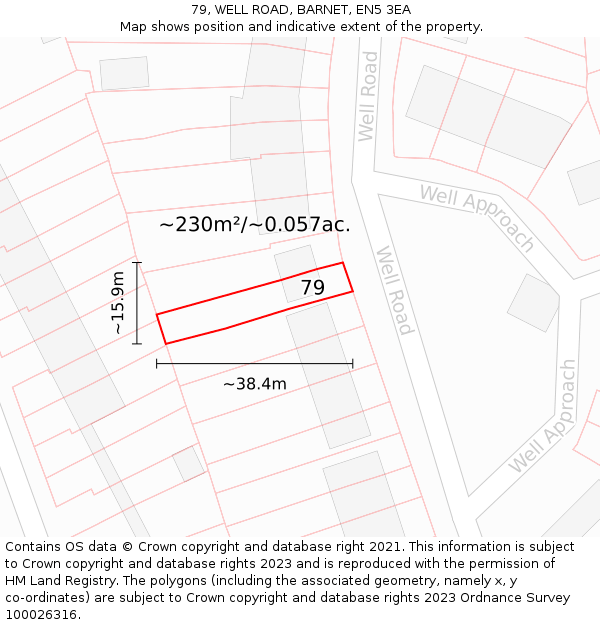 79, WELL ROAD, BARNET, EN5 3EA: Plot and title map