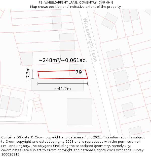 79, WHEELWRIGHT LANE, COVENTRY, CV6 4HN: Plot and title map