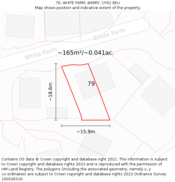 79, WHITE FARM, BARRY, CF62 9EU: Plot and title map