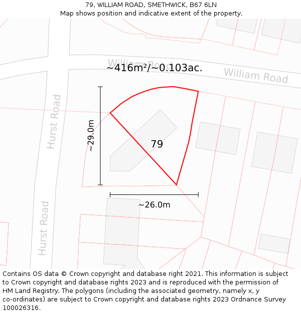 79, WILLIAM ROAD, SMETHWICK, B67 6LN: Plot and title map