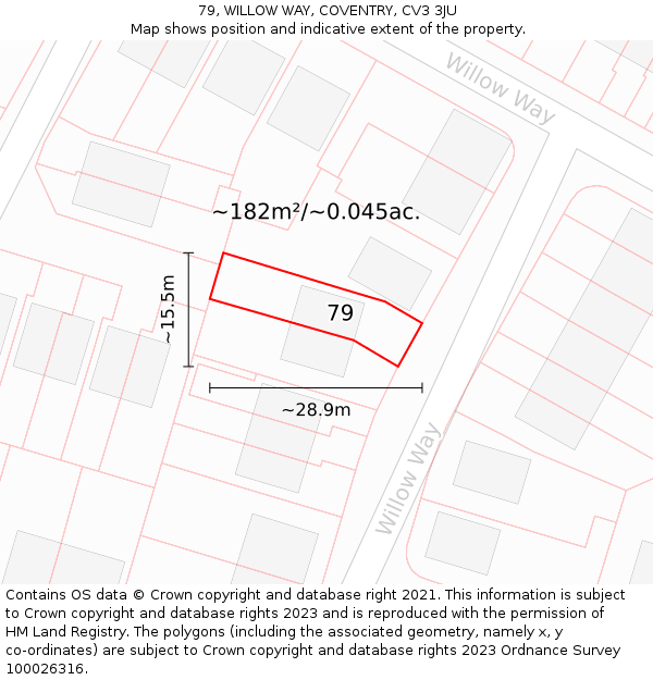 79, WILLOW WAY, COVENTRY, CV3 3JU: Plot and title map